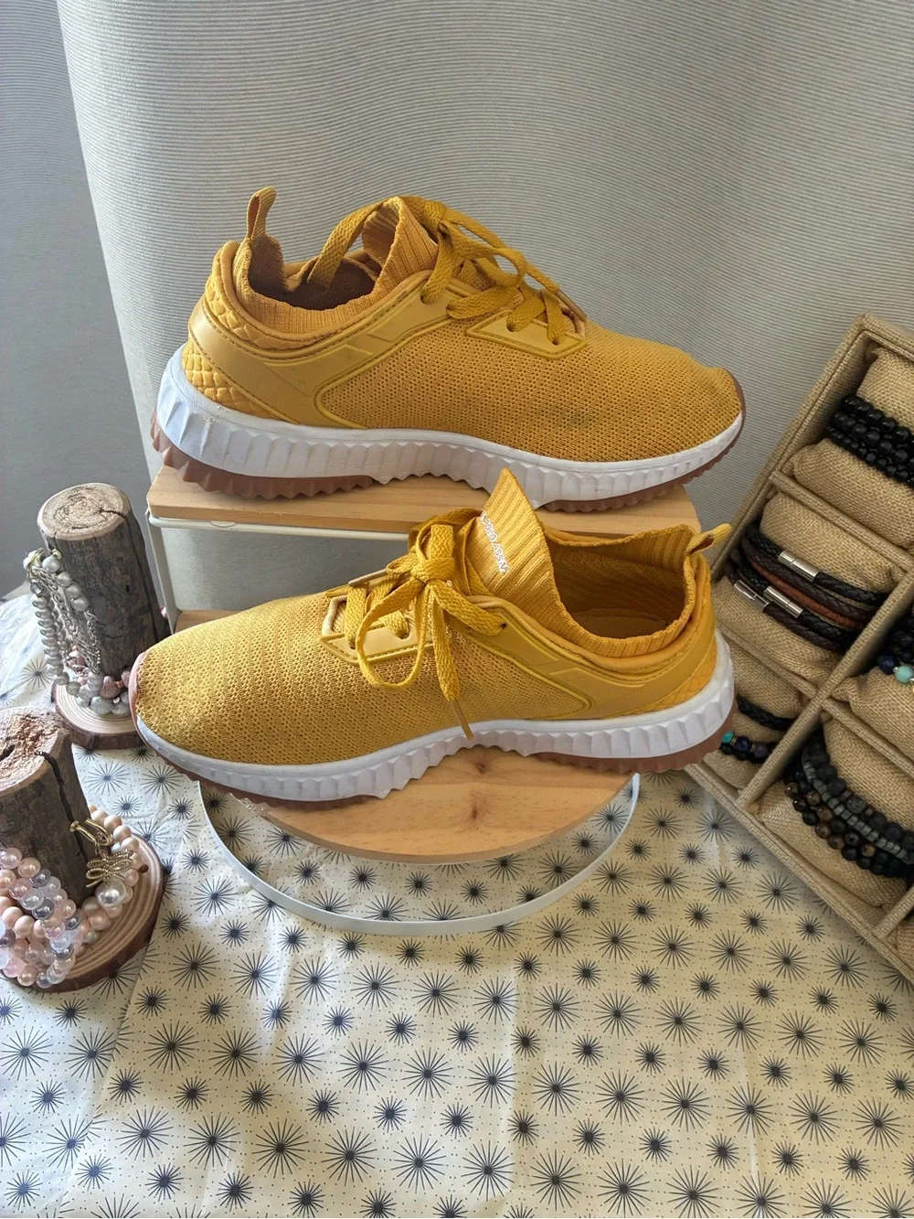 U.S. Polo Assn. Mustard Yellow Knit Slip-On Sneakers